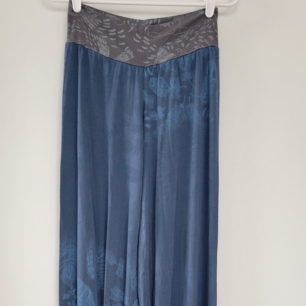 JUANA DE ARCO Aladino Harem Yoga Pants Peacock Print SIZE LARGE